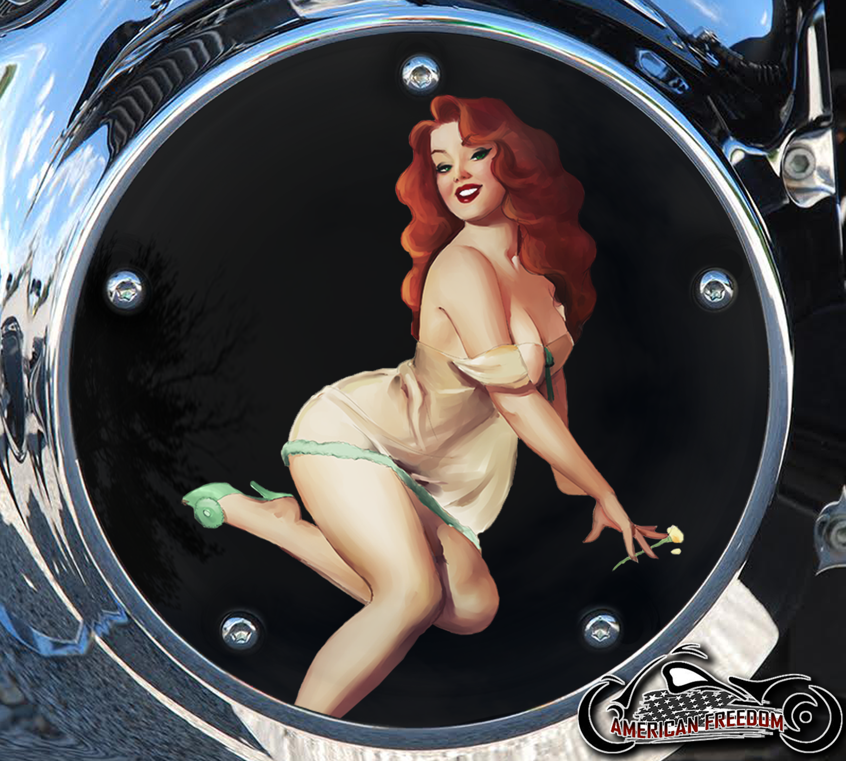 Custom Derby Cover - Red Head Beauty Pin Up